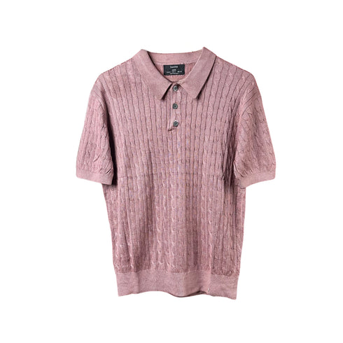 Textured short sleeve polo shirt
